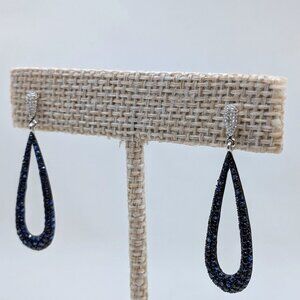 Effy White Gold, Sapphire, and Diamond Teardrop Earrings